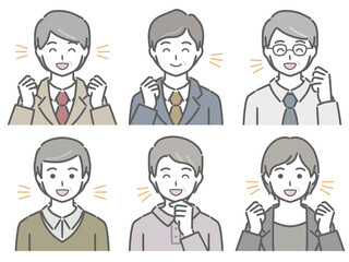 喜ぶ中年男性の上半身セット