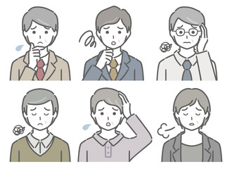 困る中年男性の上半身セット