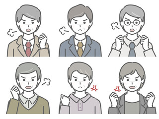 怒る中年男性の上半身セット