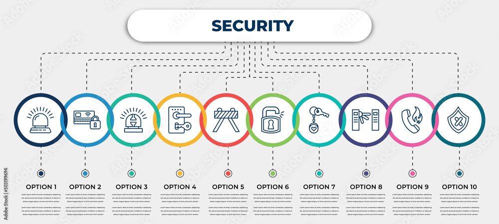 Poster vector infographic template with icons and 10 options or steps. infographic for security concept. in