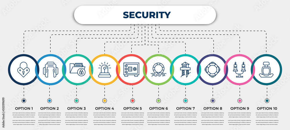 Poster vector infographic template with icons and 10 options or steps. infographic for security concept. in
