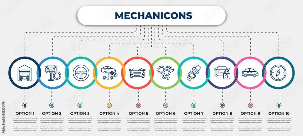 Poster vector infographic template with icons and 10 options or steps. infographic for mechanicons concept.
