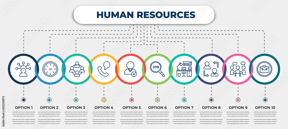 Poster vector infographic template with icons and 10 options or steps. infographic for human resources conc