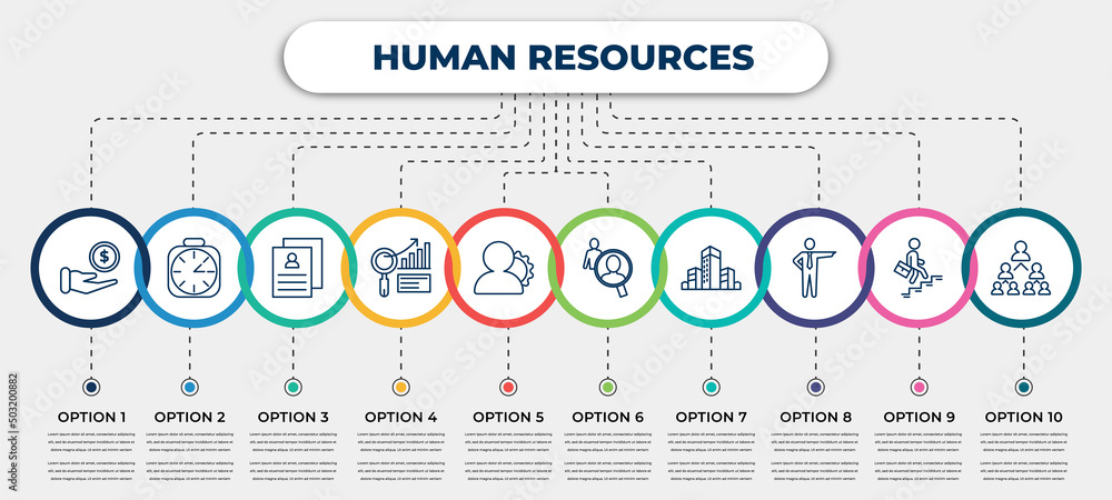 Poster vector infographic template with icons and 10 options or steps. infographic for human resources conc
