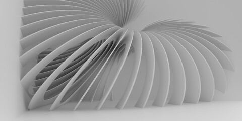 Abstract Architecture Background. 3d Illustration of White Circular Building, Futuristic Technology Design, Modern Geometric Wallpaper, White Circular Design.