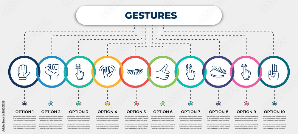 Poster vector infographic template with icons and 10 options or steps. infographic for gestures concept. in