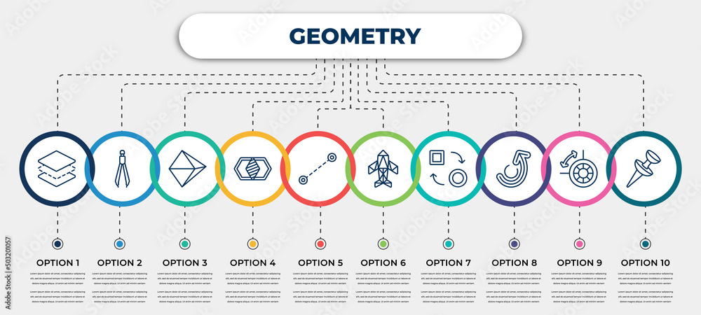 Poster vector infographic template with icons and 10 options or steps. infographic for geometry concept. in