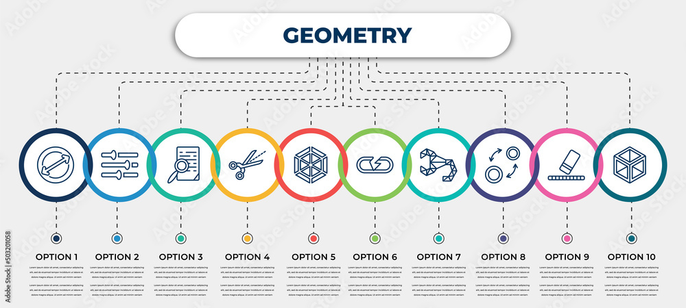 Poster vector infographic template with icons and 10 options or steps. infographic for geometry concept. in