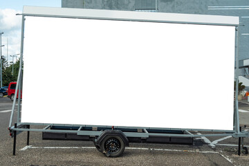 Portable billboard for advertisement mounted in the trailer in downtown