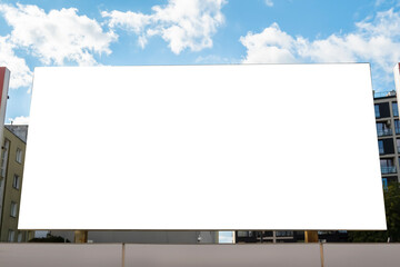 Blank white billboard for advertisement in the city