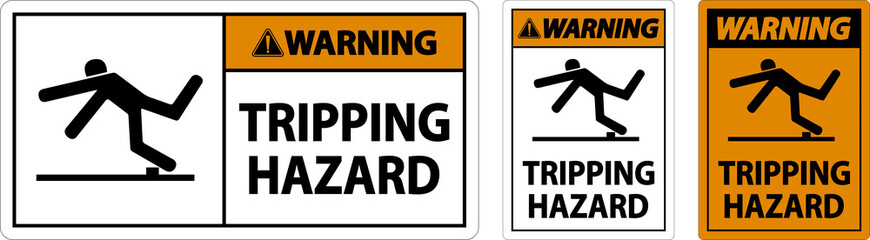 Warning Tripping Hazard Sign On White Background