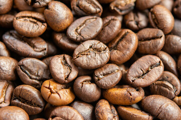Roasted Coffee Beans background, Brown coffee beans for can be used as a background.