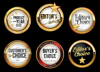 Golden badges collection of customers editors and buyers choice