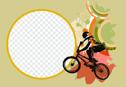 Sport background with active young man for internet banners, social media banners, headers of websites, vector illustration