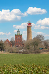 Fototapeta na wymiar Leuchtfeuer (beacon) Kap Arkona on Insel Rügen (island) in the state of Mecklenburg Western Pomerania (Mecklenburg Vorpommern) Germany