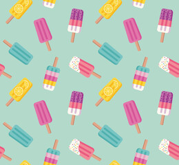 Ice cream seamless pattern. Cartoon style. Vector illustration.