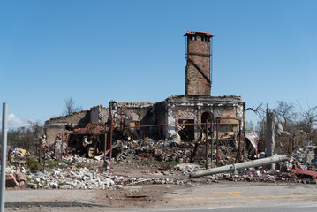 Chernihiv, Ukraine - 27.04.2022: Russian occupants destroyed private houses in the city of Chernihiv