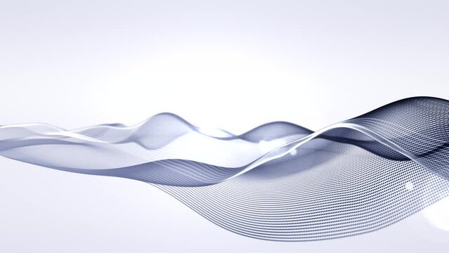 4k Footage of Abstract Wave Particle and Lines over white Background, Digital Technology and Innovation Concept