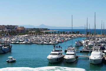 Fototapeta na wymiar boats in the Port of Denia. Alicante. Valencian Community. Spain. Europe. July 1, 2021 