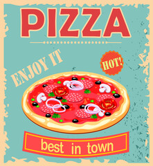 pizza ad in retro style