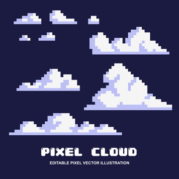 Pixel cloud icon vector illustration. cloud set pixelated style