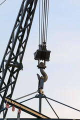 Big Steel hook on historic pulley crane