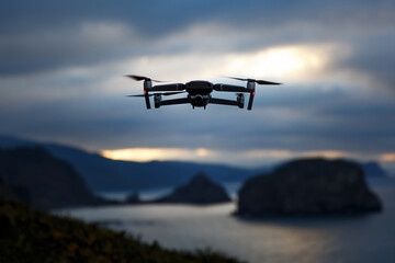 Fototapeta na wymiar A drone flying over nature and making beautiful pictures and videos.