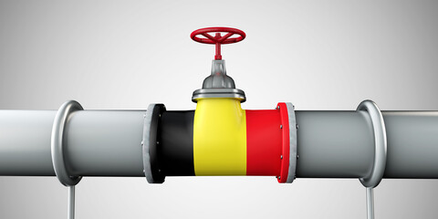 Belgium oil and gas fuel pipeline. Oil industry concept. 3D Rendering