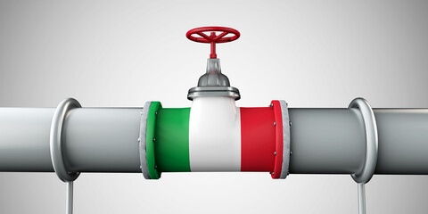Italy oil and gas fuel pipeline. Oil industry concept. 3D Rendering