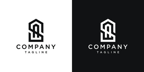Creative Letter SA Monogram Logo Design Icon Template White and Black Background - obrazy, fototapety, plakaty