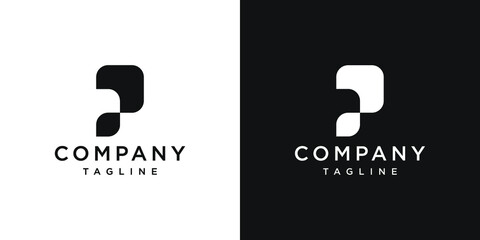 Creative Letter P Monogram Logo Design Icon Template White and Black Background