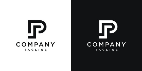Creative Letter PS Monogram Logo Design Icon Template White and Black Background