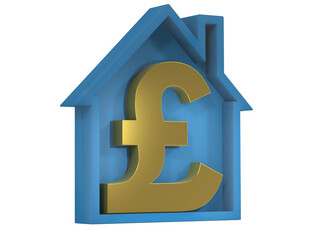 Blue house with pound sign