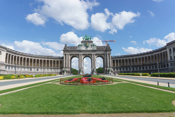 Parc du Cinquantenaire with the Triumphal Arch built for Belgian independence Brussels, Belgium