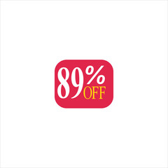 89 offer tag discount vector icon stamp on a white background