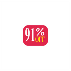 91 offer tag discount vector icon stamp on a white background