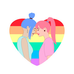 Joven pareja de mujeres lesbianas enamoradas