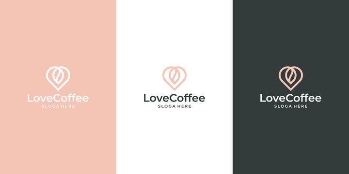 a combination of heart logo design and coffee bean logo with professional lines.