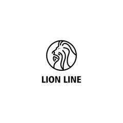 lion logo lines circle graphic design vector design
