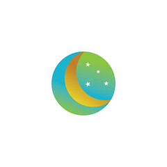 moon stars circle color space illustration vector design