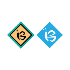 B letter logo illustration butterfly emblem design vector