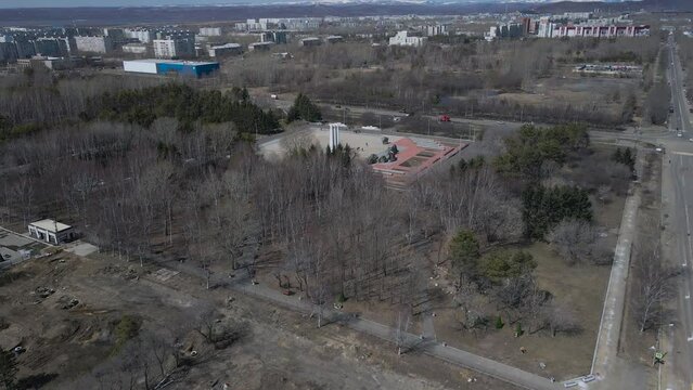 Aerial view of a Monument in a City