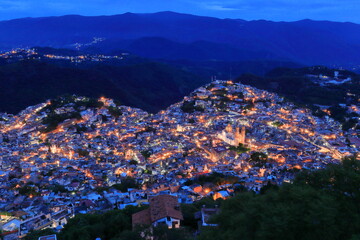 Night view in Taxco city, Mexico