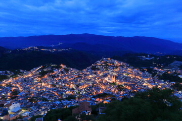 Night view in Taxco city, Mexico