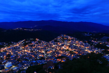 Night view in Taxco city, Mexico