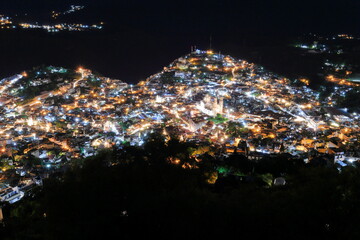 Night view in Taxco city, Mexico
