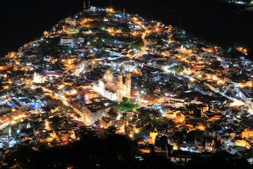 Night view in Taxco city, Mexico