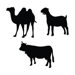Camel Goat Cow Vector Silhouette