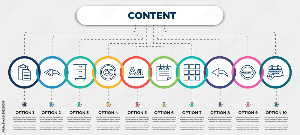 Poster vector infographic template with icons and 10 options or steps. infographic for content concept. inc