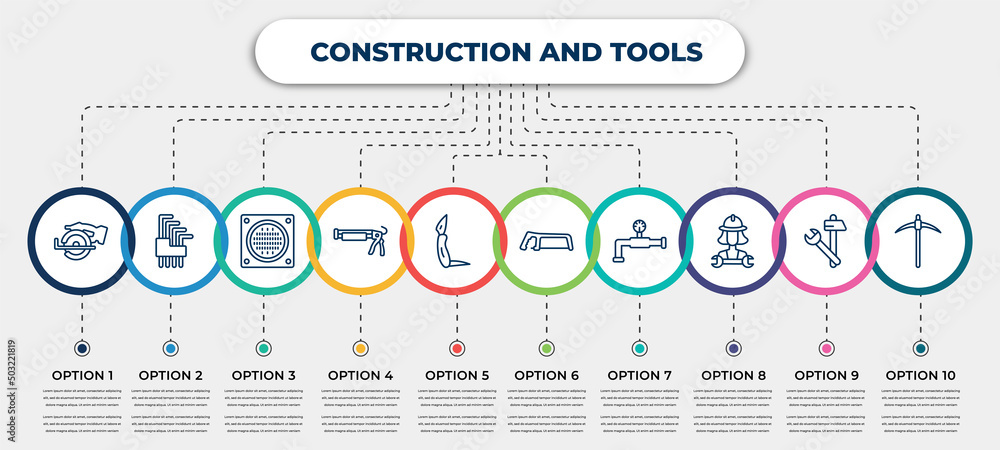 Poster vector infographic template with icons and 10 options or steps. infographic for construction and too